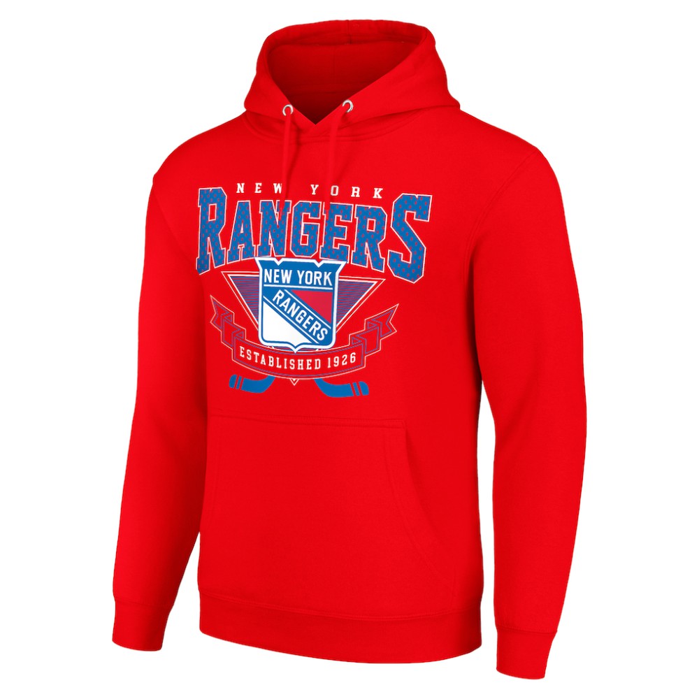 New York Rangers Starter Team Logo Graphic Fleece Tri-Blend Pullover Hoodie For Sale