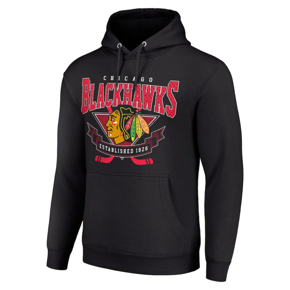 Chicago Blackhawks Starter Team Logo Graphic Fleece Tri-Blend Pullover Hoodie Outlet