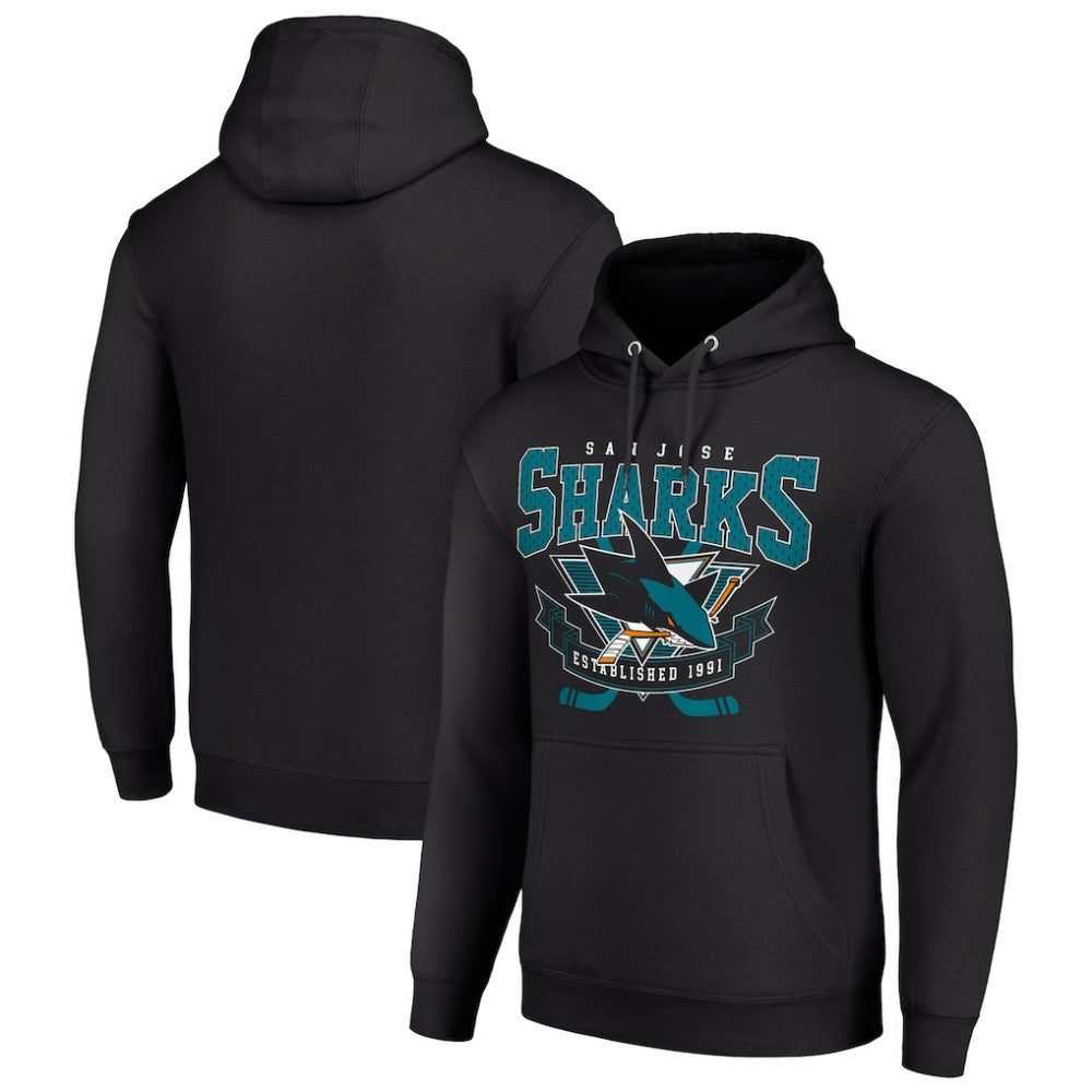 San Jose Sharks Starter Team Logo Graphic Fleece Tri-Blend Pullover Hoodie Outlet