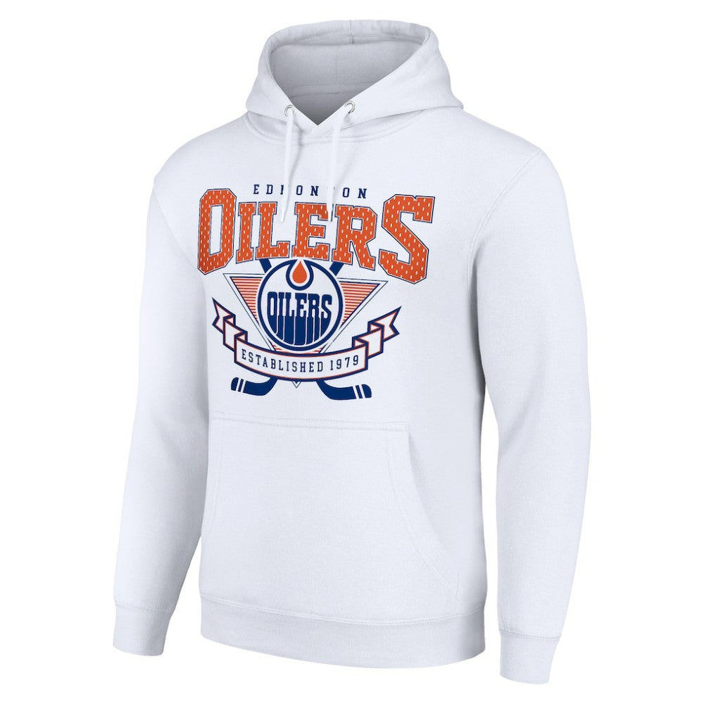 Edmonton Oilers Starter Team Logo Graphic Fleece Tri-Blend Pullover Hoodie Outlet