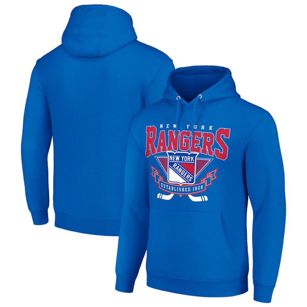 New York Rangers Starter Team Logo Graphic Fleece Tri-Blend Pullover Hoodie For Sale