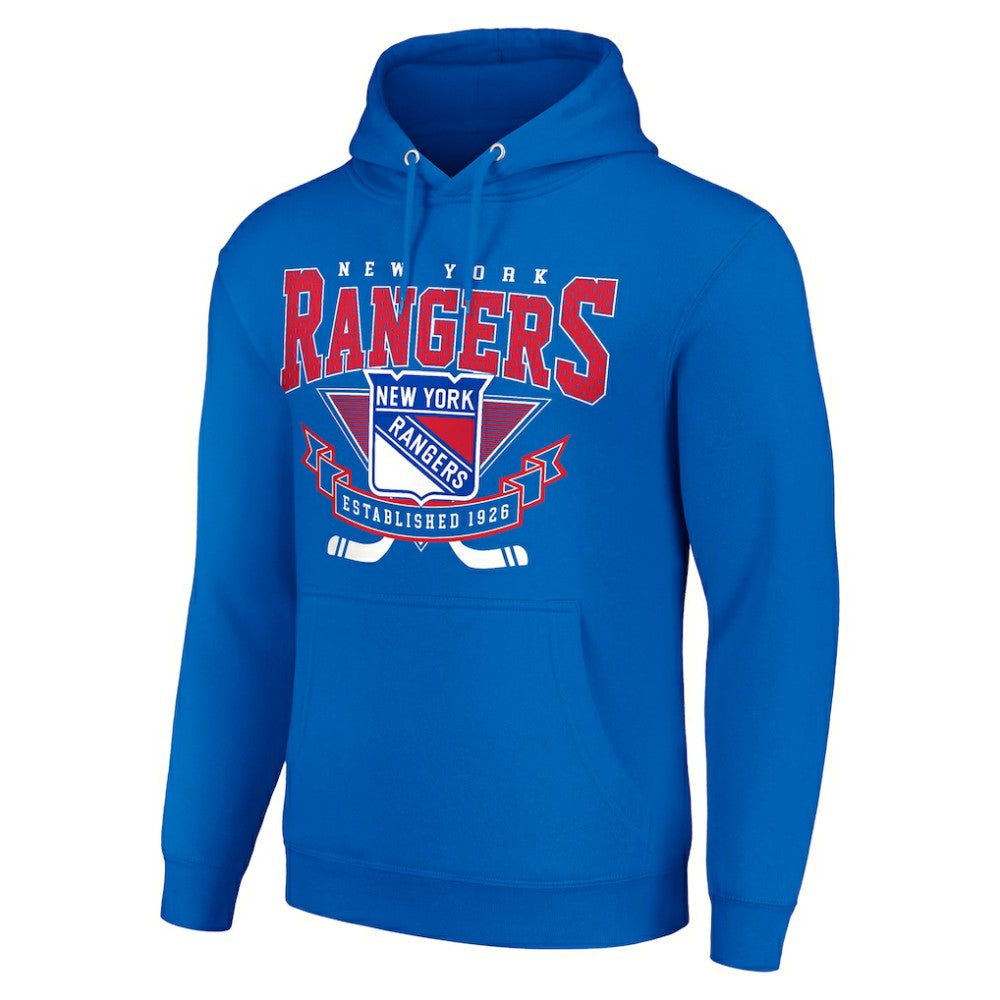 New York Rangers Starter Team Logo Graphic Fleece Tri-Blend Pullover Hoodie For Sale