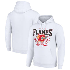 Calgary Flames Starter Team Logo Graphic Fleece Tri-Blend Pullover Hoodie Outlet