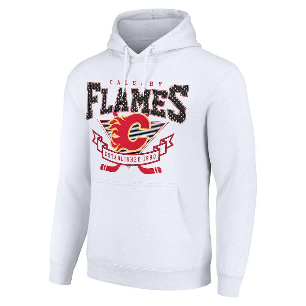 Calgary Flames Starter Team Logo Graphic Fleece Tri-Blend Pullover Hoodie Outlet