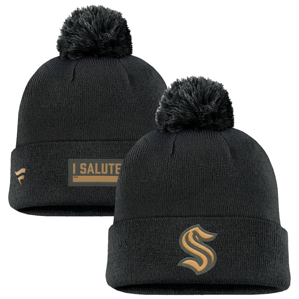 Seattle Kraken Fanatics Military Appreciation Cuffed Knit Hat with Pom Outlet