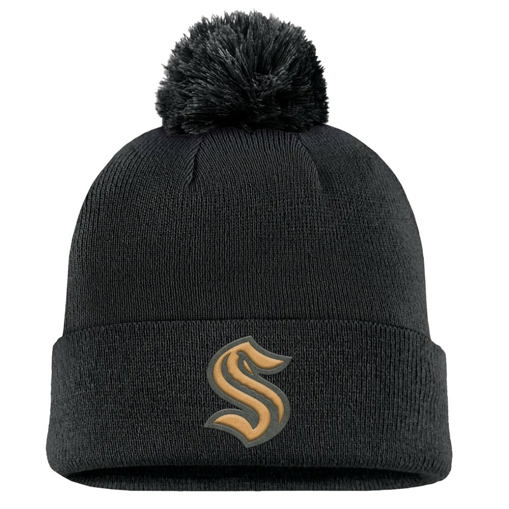 Seattle Kraken Fanatics Military Appreciation Cuffed Knit Hat with Pom Outlet