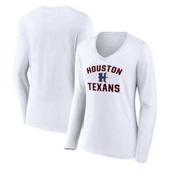 Houston Texans  Women's Secondary Logo Victory Arch Long Sleeve V-Neck T-Shirt