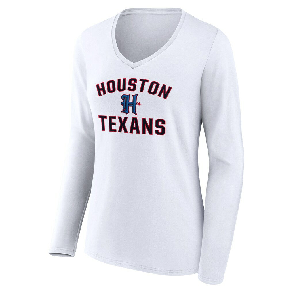 Houston Texans  Women's Secondary Logo Victory Arch Long Sleeve V-Neck T-Shirt