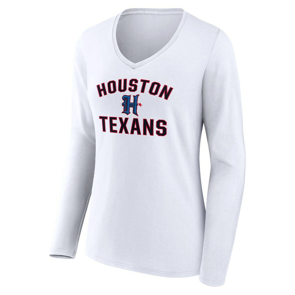 Houston Texans  Women's Secondary Logo Victory Arch Long Sleeve V-Neck T-Shirt