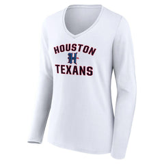 Houston Texans  Women's Secondary Logo Victory Arch Long Sleeve V-Neck T-Shirt