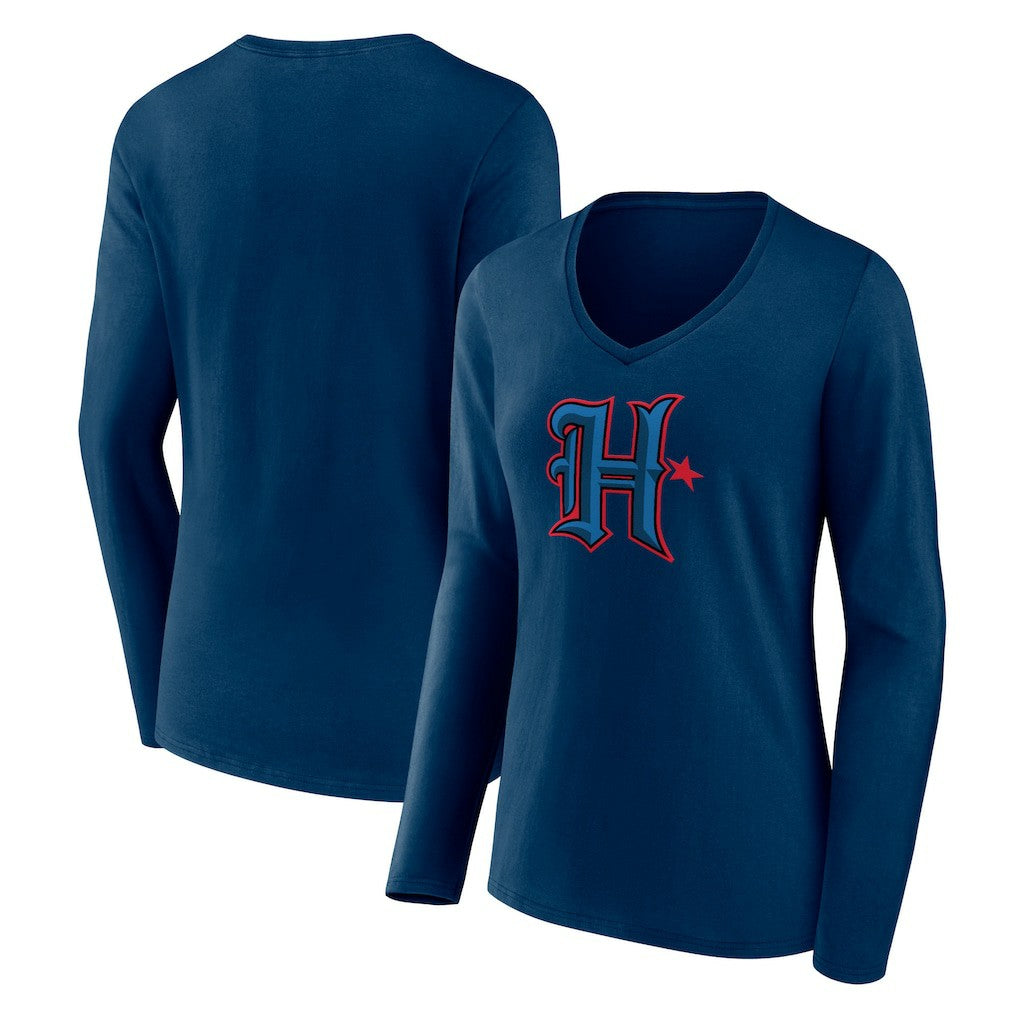 Houston Texans  Women's Secondary Logo Long Sleeve V-Neck T-Shirt