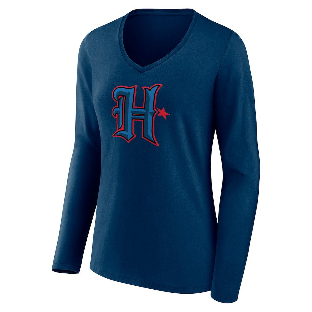 Houston Texans  Women's Secondary Logo Long Sleeve V-Neck T-Shirt