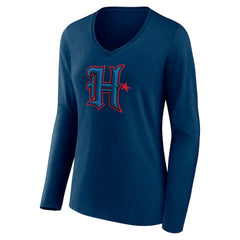 Houston Texans  Women's Secondary Logo Long Sleeve V-Neck T-Shirt