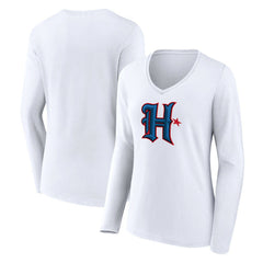 Houston Texans  Women's Secondary Logo Long Sleeve V-Neck T-Shirt