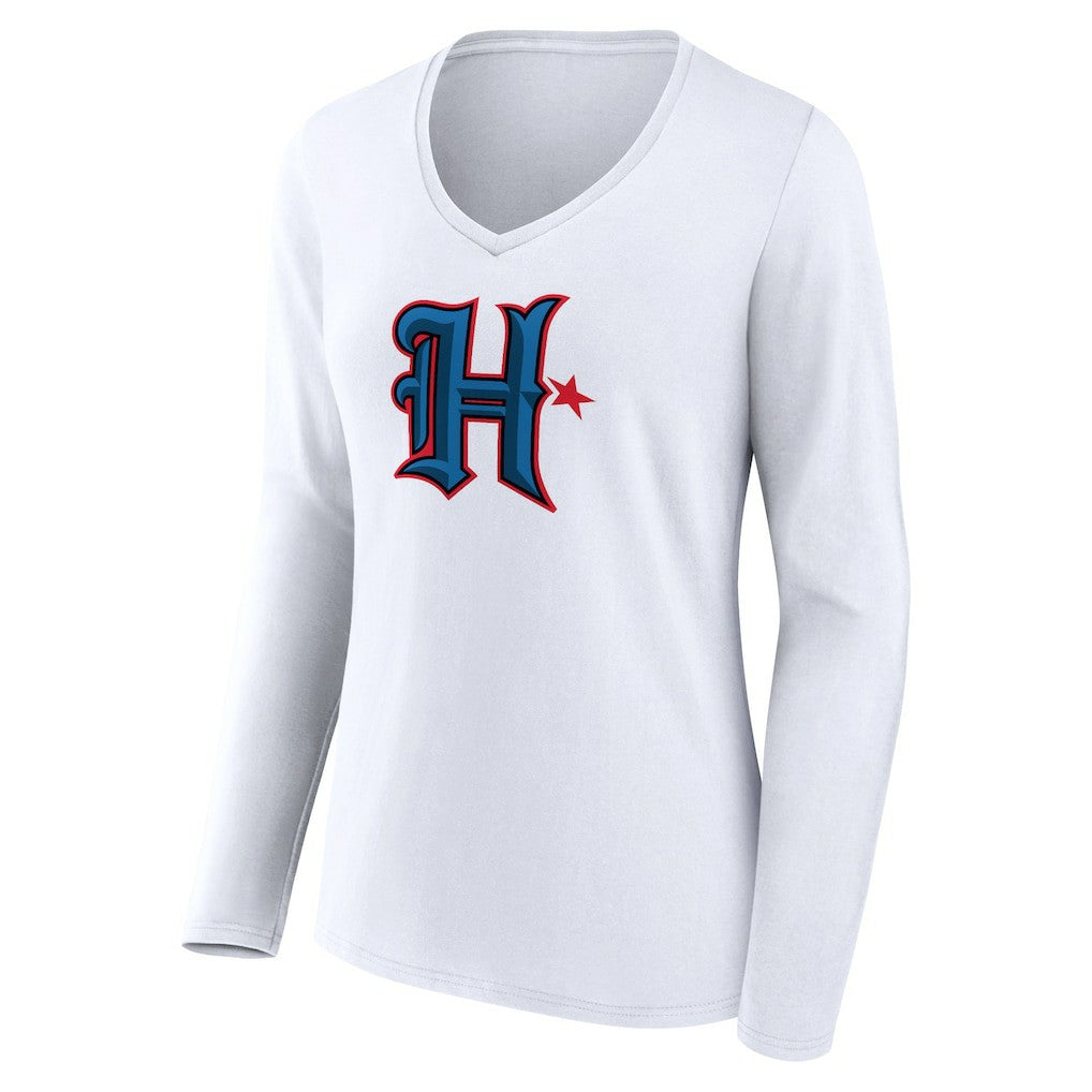 Houston Texans  Women's Secondary Logo Long Sleeve V-Neck T-Shirt
