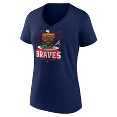 Atlanta Braves Women's Blooper Burger V-Neck T-Shirt | MLB Shop