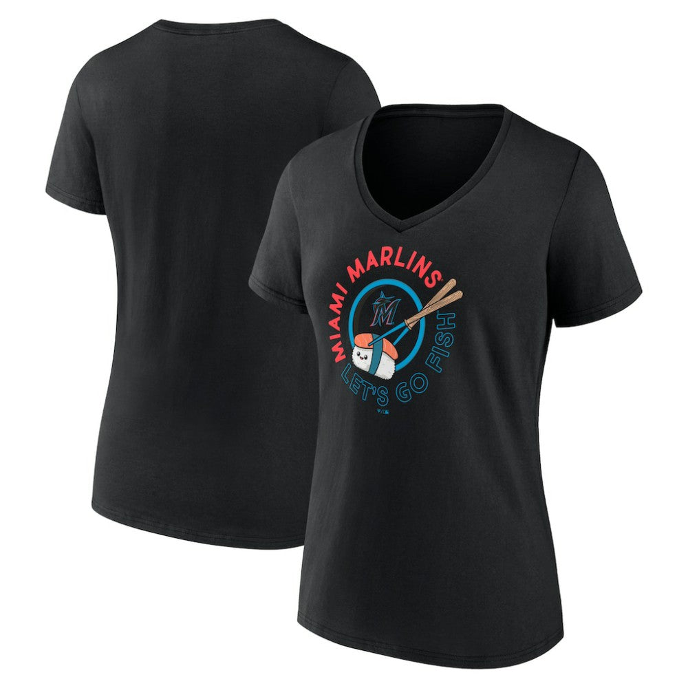 Miami Marlins Women's Let's Go Fish V-Neck T-Shirt | MLB Near me