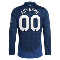 Manchester United 2024/25 Away Replica Long Sleeve Custom Jersey Navy - Adidas