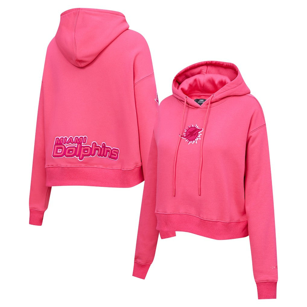 Miami Dolphins  Pro Standard Women's Triple Pink Cropped Fleece Pullover Hoodie