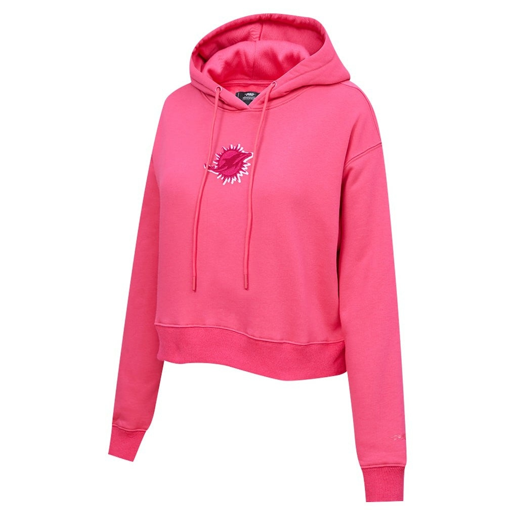 Miami Dolphins  Pro Standard Women's Triple Pink Cropped Fleece Pullover Hoodie