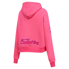 Miami Dolphins  Pro Standard Women's Triple Pink Cropped Fleece Pullover Hoodie