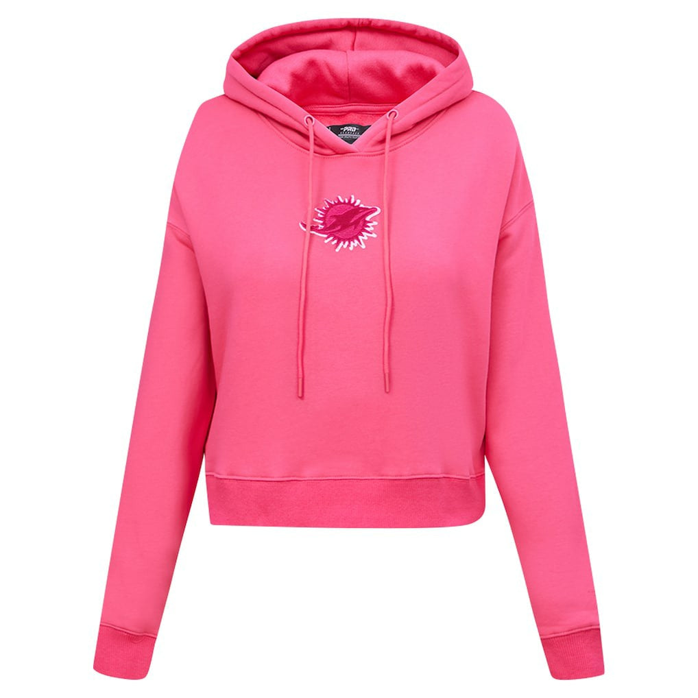 Miami Dolphins  Pro Standard Women's Triple Pink Cropped Fleece Pullover Hoodie
