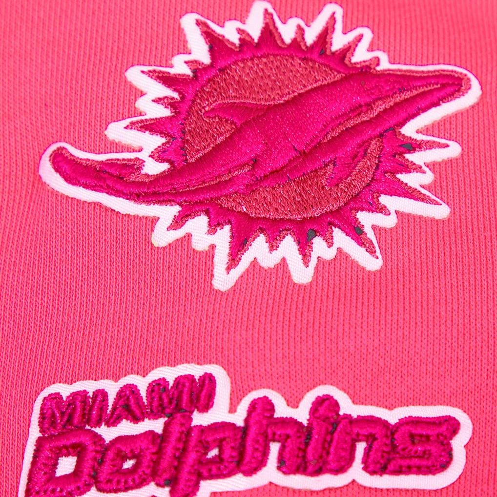 Miami Dolphins  Pro Standard Women's Triple Pink Cropped Fleece Pullover Hoodie