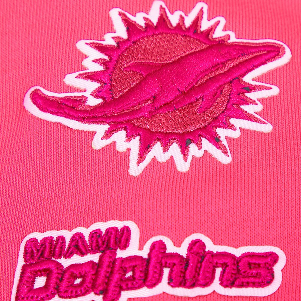 Miami Dolphins  Pro Standard Women's Triple Pink Cropped Fleece Pullover Hoodie