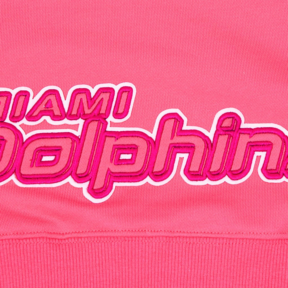Miami Dolphins  Pro Standard Women's Triple Pink Cropped Fleece Pullover Hoodie