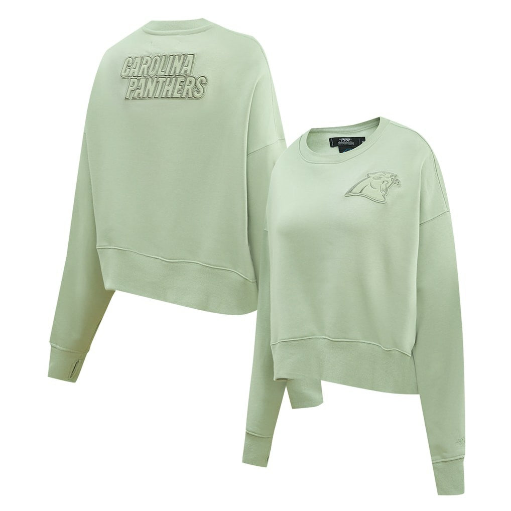 Carolina Panthers  Pro Standard Women's Oversized Cropped Neutral Pullover Sweatshirt