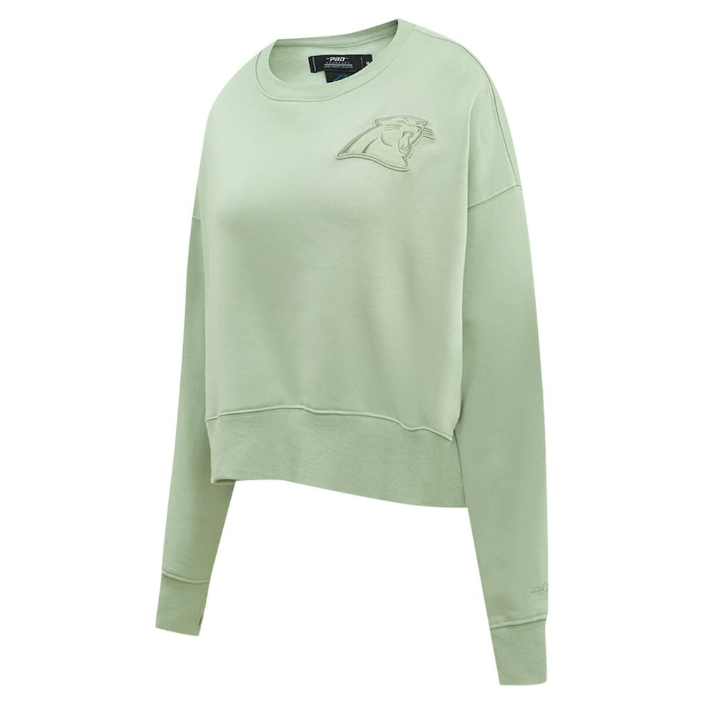 Carolina Panthers  Pro Standard Women's Oversized Cropped Neutral Pullover Sweatshirt