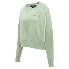 Carolina Panthers  Pro Standard Women's Oversized Cropped Neutral Pullover Sweatshirt