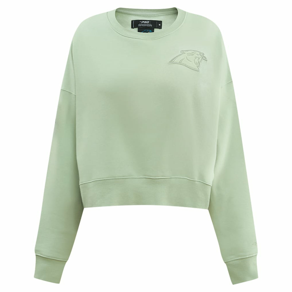 Carolina Panthers  Pro Standard Women's Oversized Cropped Neutral Pullover Sweatshirt