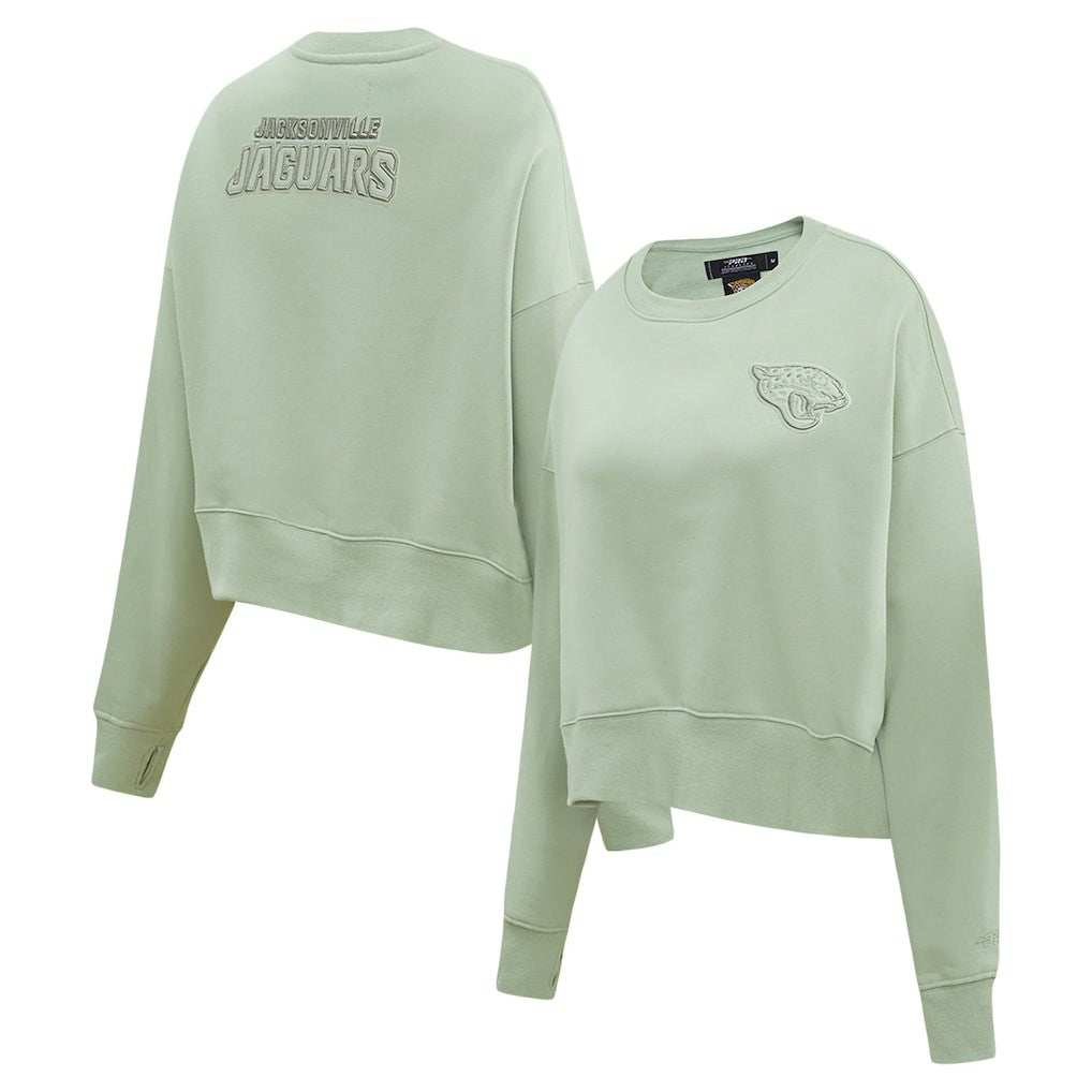 Jacksonville Jaguars  Pro Standard Women's Oversized Cropped Neutral Pullover Sweatshirt