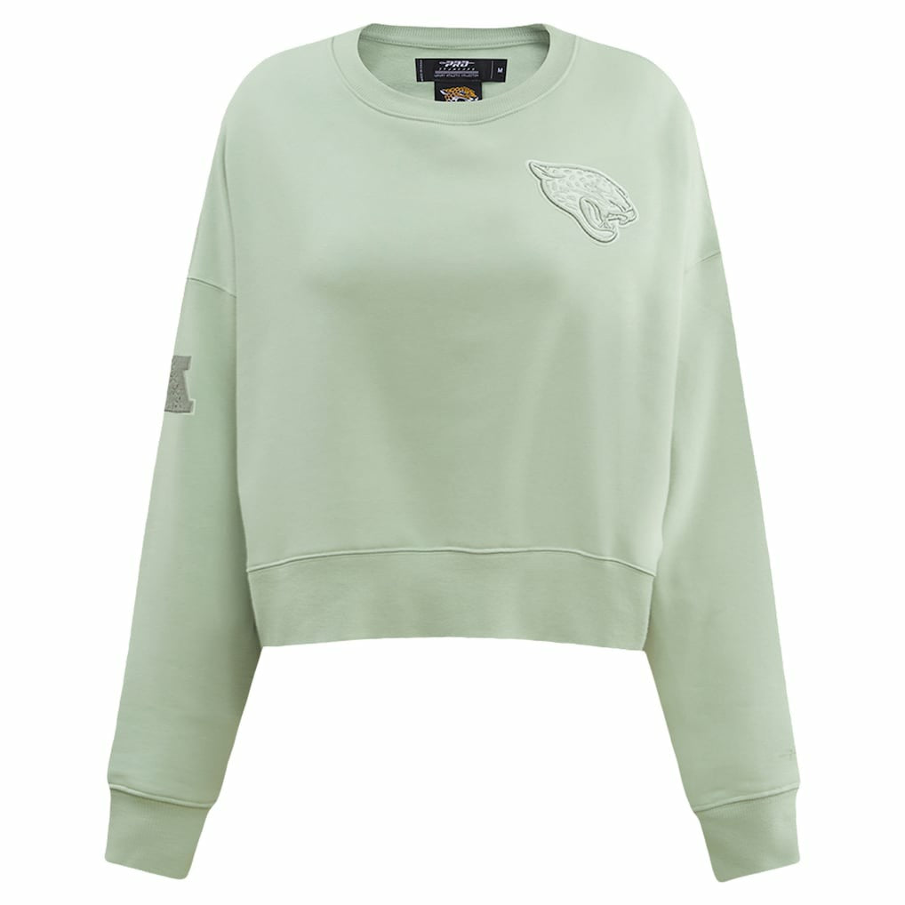 Jacksonville Jaguars  Pro Standard Women's Oversized Cropped Neutral Pullover Sweatshirt