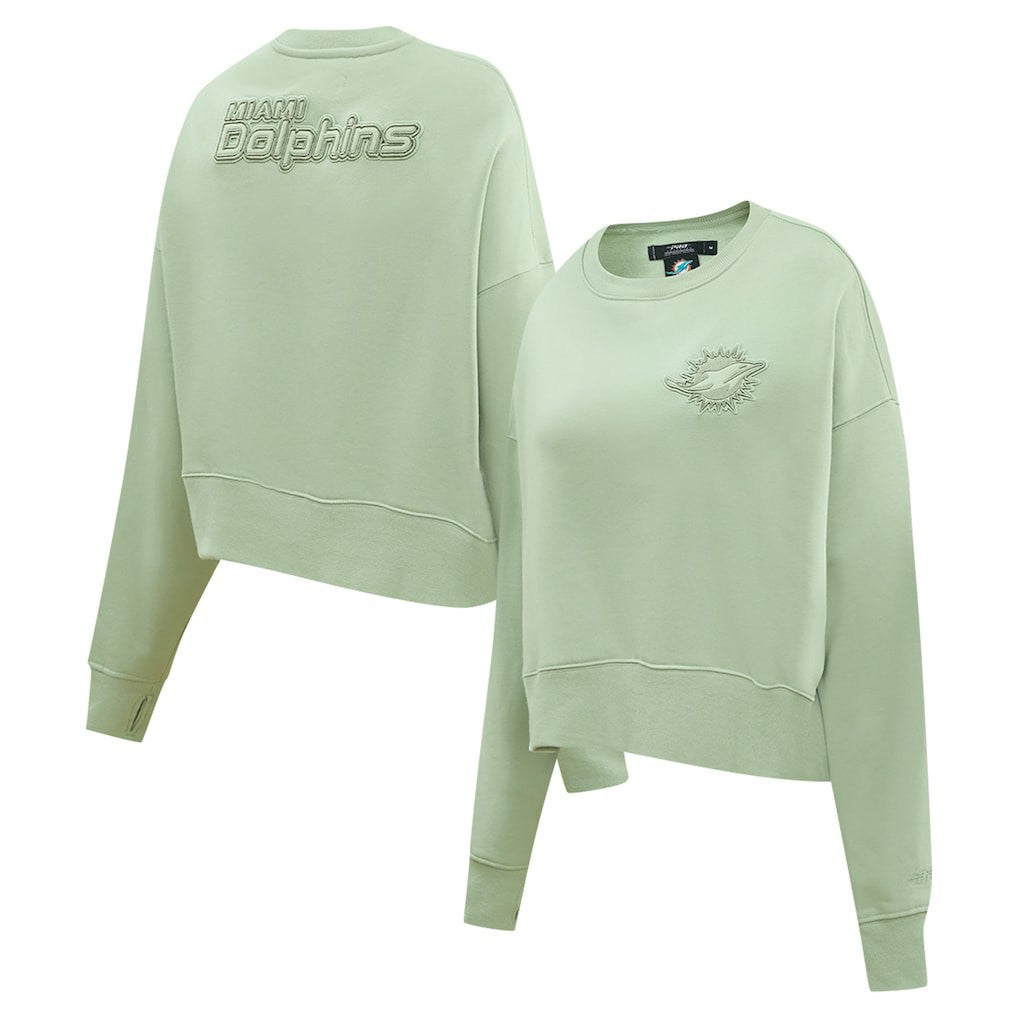 Miami Dolphins  Pro Standard Women's Oversized Cropped Neutral Pullover Sweatshirt