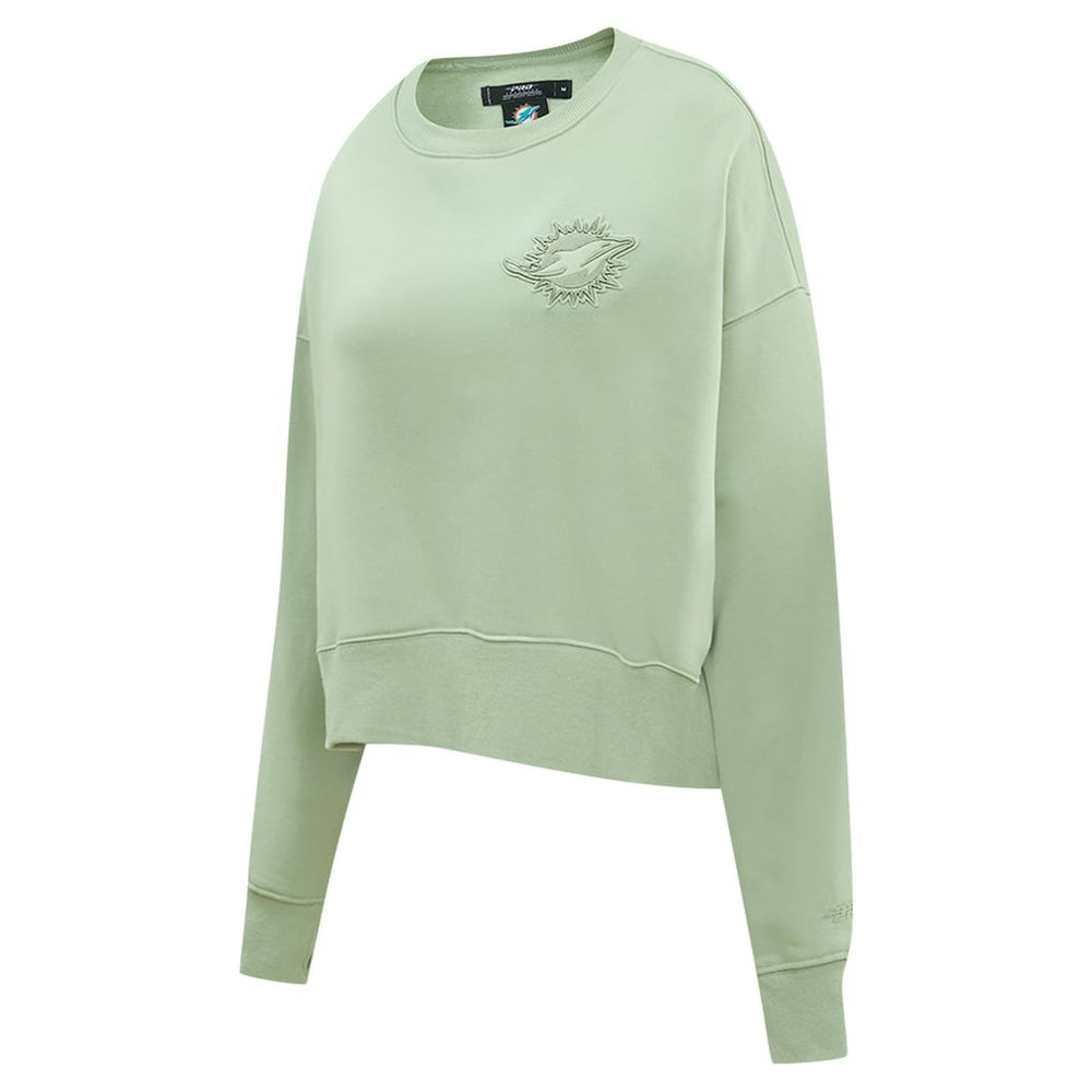 Miami Dolphins  Pro Standard Women's Oversized Cropped Neutral Pullover Sweatshirt