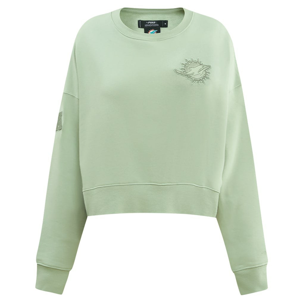 Miami Dolphins  Pro Standard Women's Oversized Cropped Neutral Pullover Sweatshirt