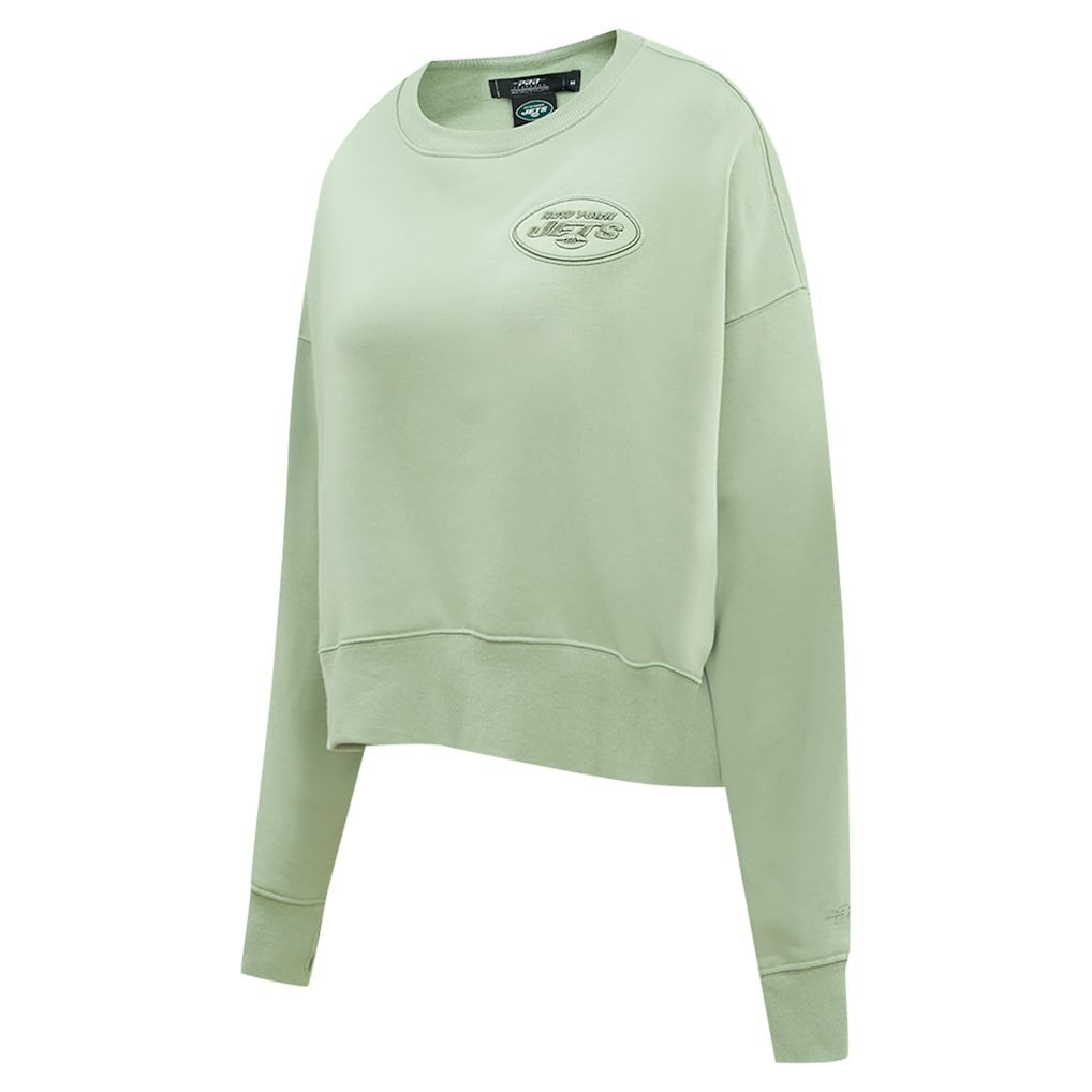 New York Jets  Pro Standard Women's Oversized Cropped Neutral Pullover Sweatshirt