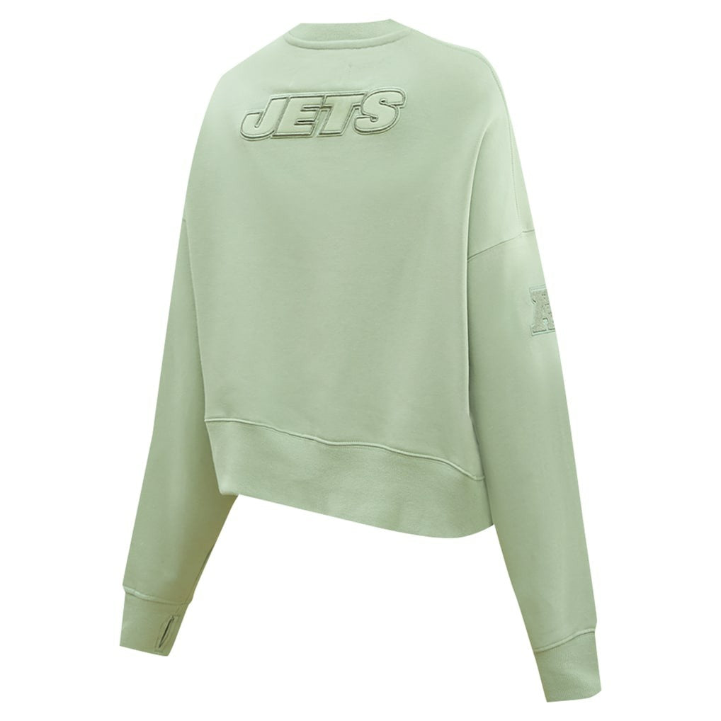 New York Jets  Pro Standard Women's Oversized Cropped Neutral Pullover Sweatshirt