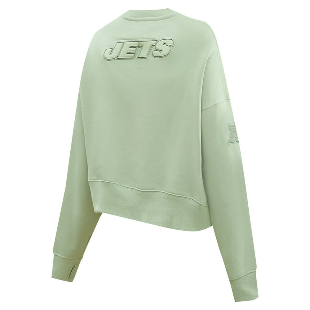 New York Jets  Pro Standard Women's Oversized Cropped Neutral Pullover Sweatshirt
