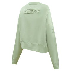 New York Jets  Pro Standard Women's Oversized Cropped Neutral Pullover Sweatshirt