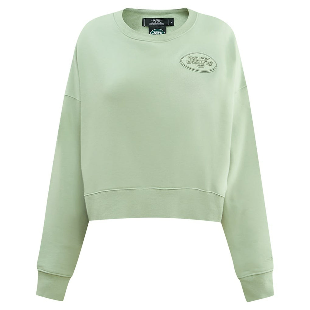 New York Jets  Pro Standard Women's Oversized Cropped Neutral Pullover Sweatshirt