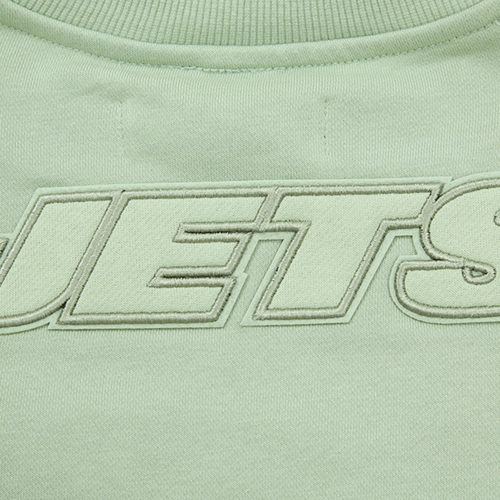 New York Jets  Pro Standard Women's Oversized Cropped Neutral Pullover Sweatshirt