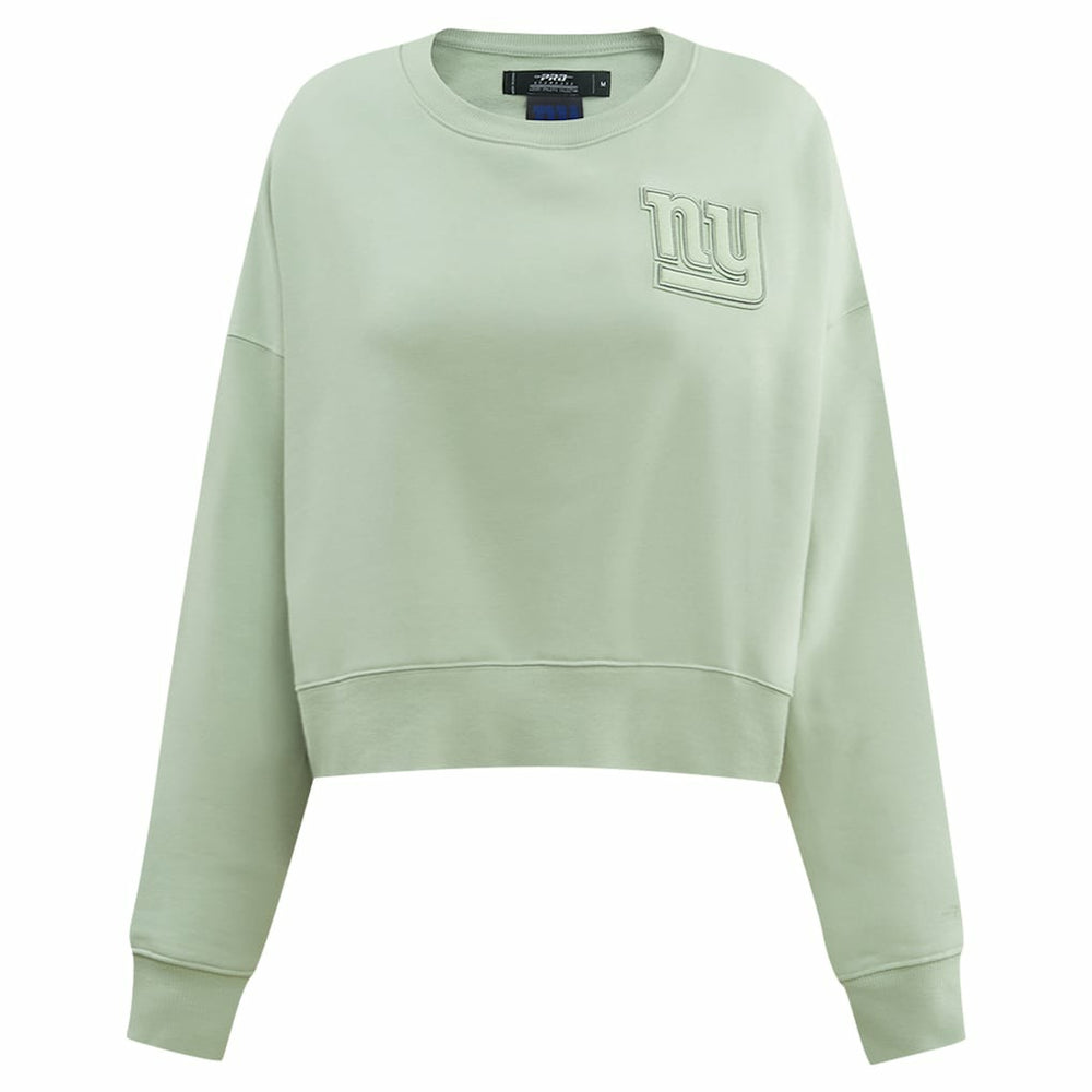 New York Giants  Pro Standard Women's Oversized Cropped Neutral Pullover Sweatshirt