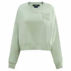 New York Giants  Pro Standard Women's Oversized Cropped Neutral Pullover Sweatshirt