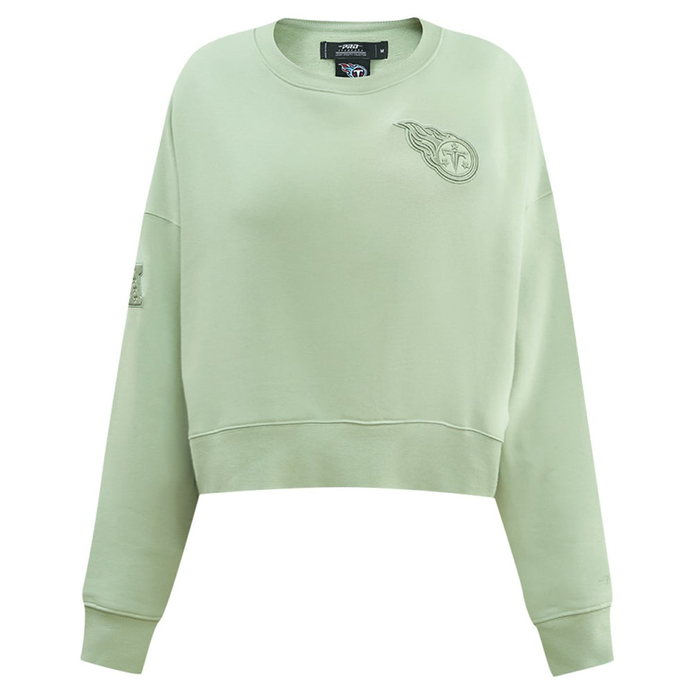 Tennessee Titans  Pro Standard Women's Oversized Cropped Neutral Pullover Sweatshirt