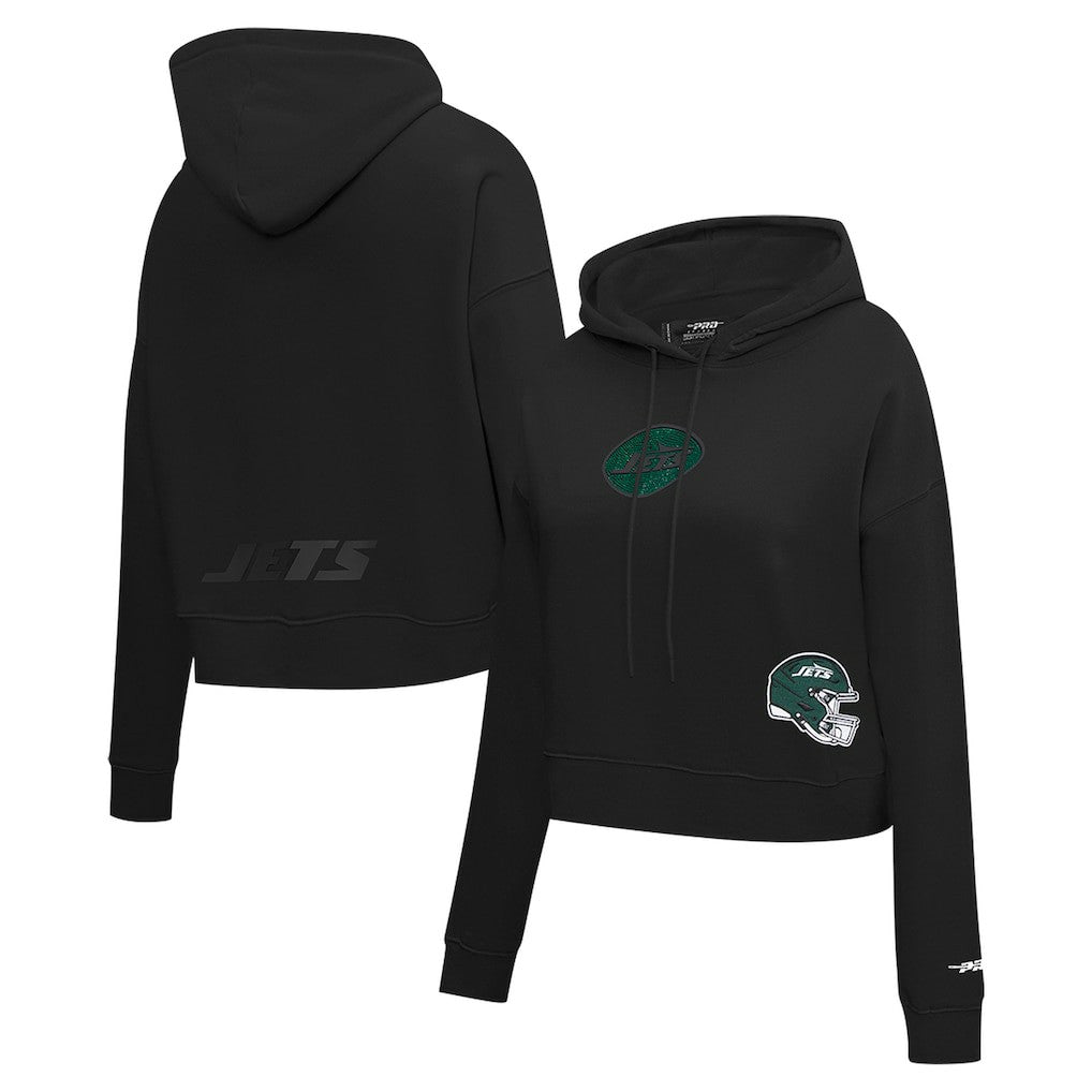 New York Jets  Pro Standard Women's Jeweled Cropped Pullover Hoodie