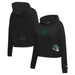 New York Jets  Pro Standard Women's Jeweled Cropped Pullover Hoodie