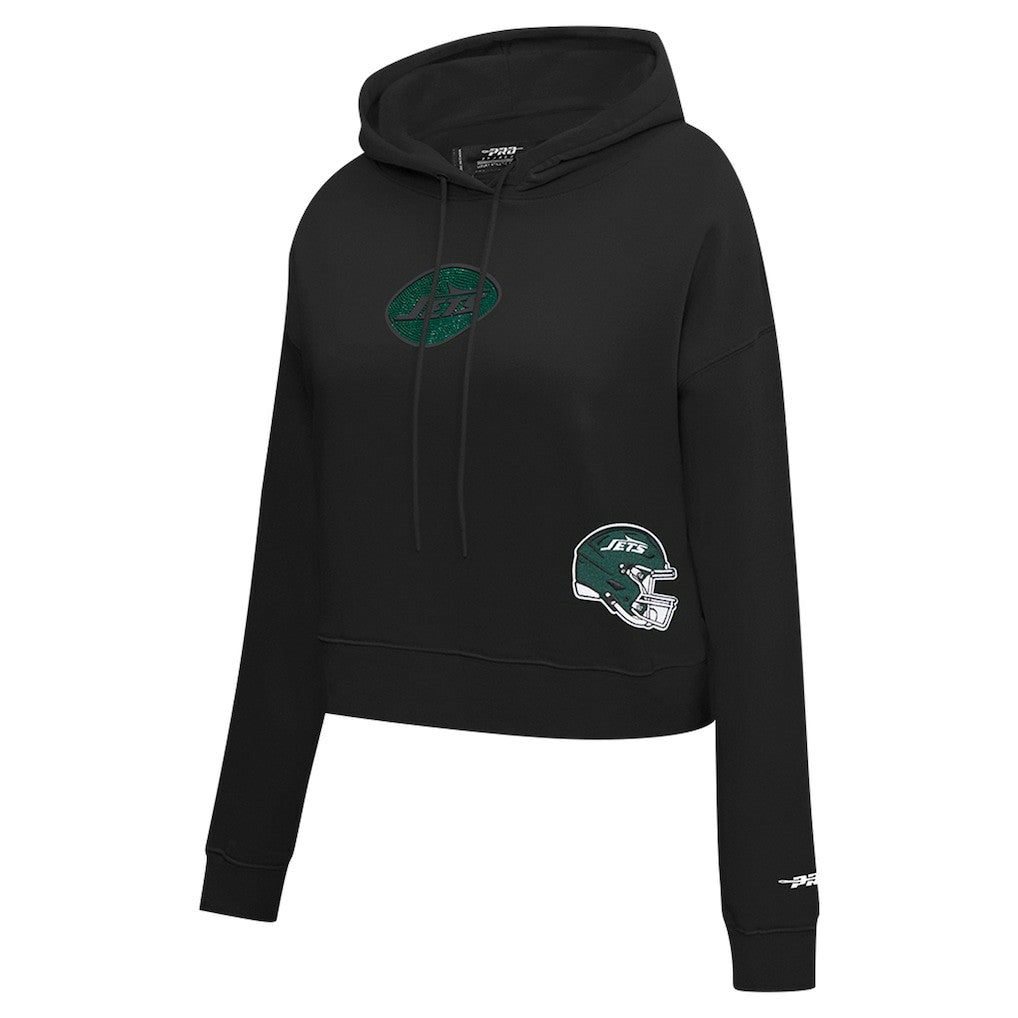 New York Jets  Pro Standard Women's Jeweled Cropped Pullover Hoodie